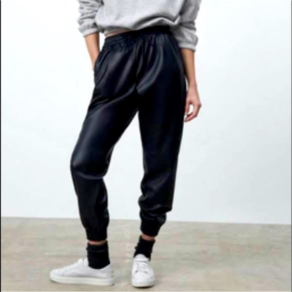 Zara Pants & Jumpsuits Zara Faux Leather Joggers By Zara In Black